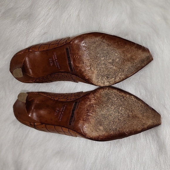 Fauzian Jeunesse Braided Woven Leather Pointy Toe Low Heel Tan Size - Picture 5 of 9